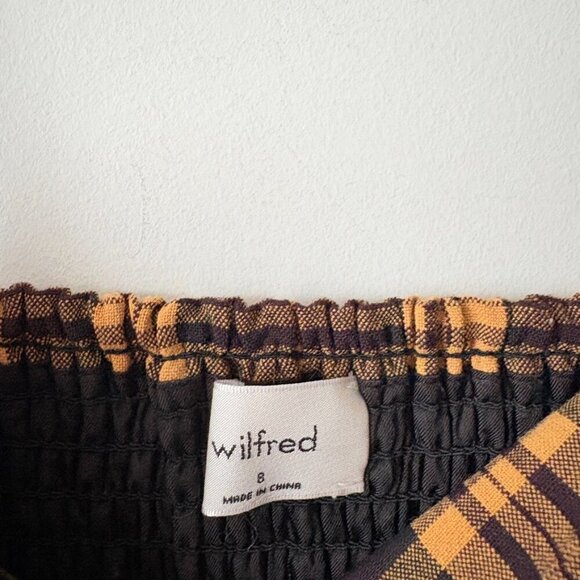 Aritzia Wilfred New Classic Isabelle Check Plaid Mini Dress Black Yellow Size 8 - Picture 5 of 7